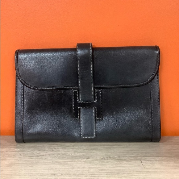Handbags - Italian Black Leather Medium Clutch